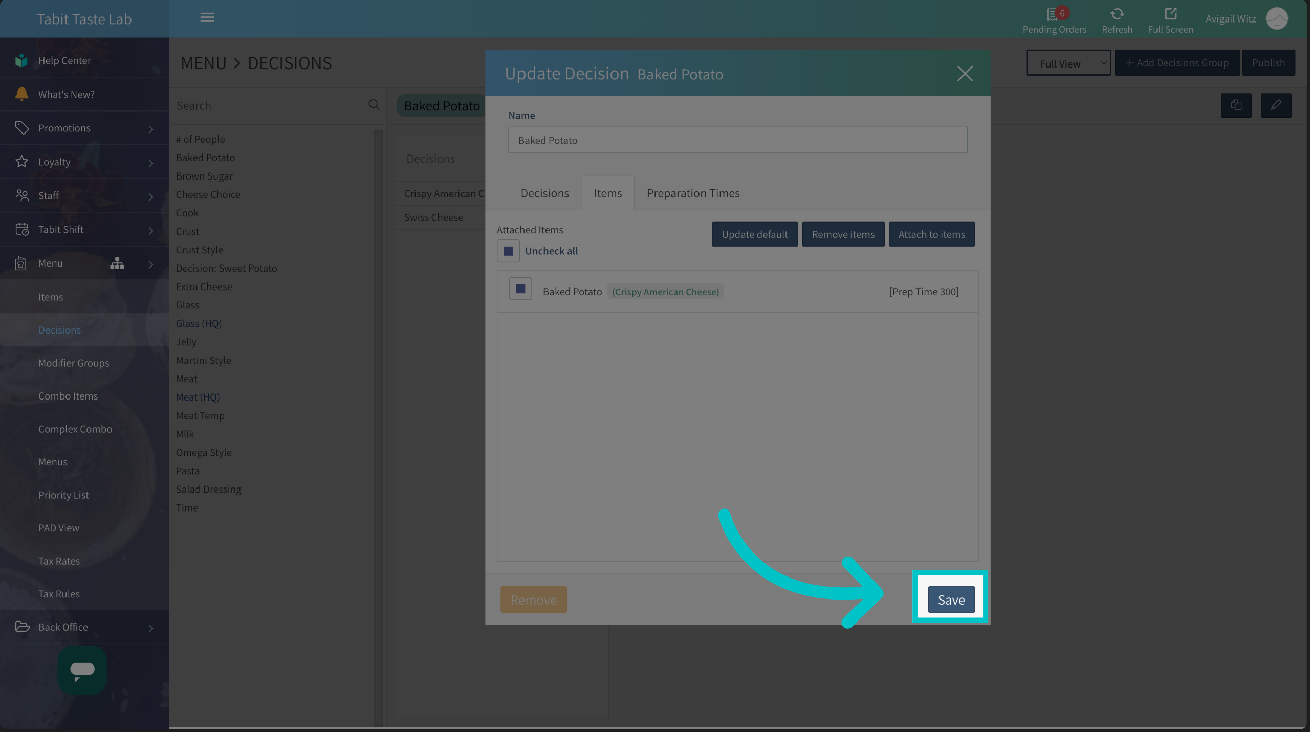 Editing a Decision Group – Tabit Help Center