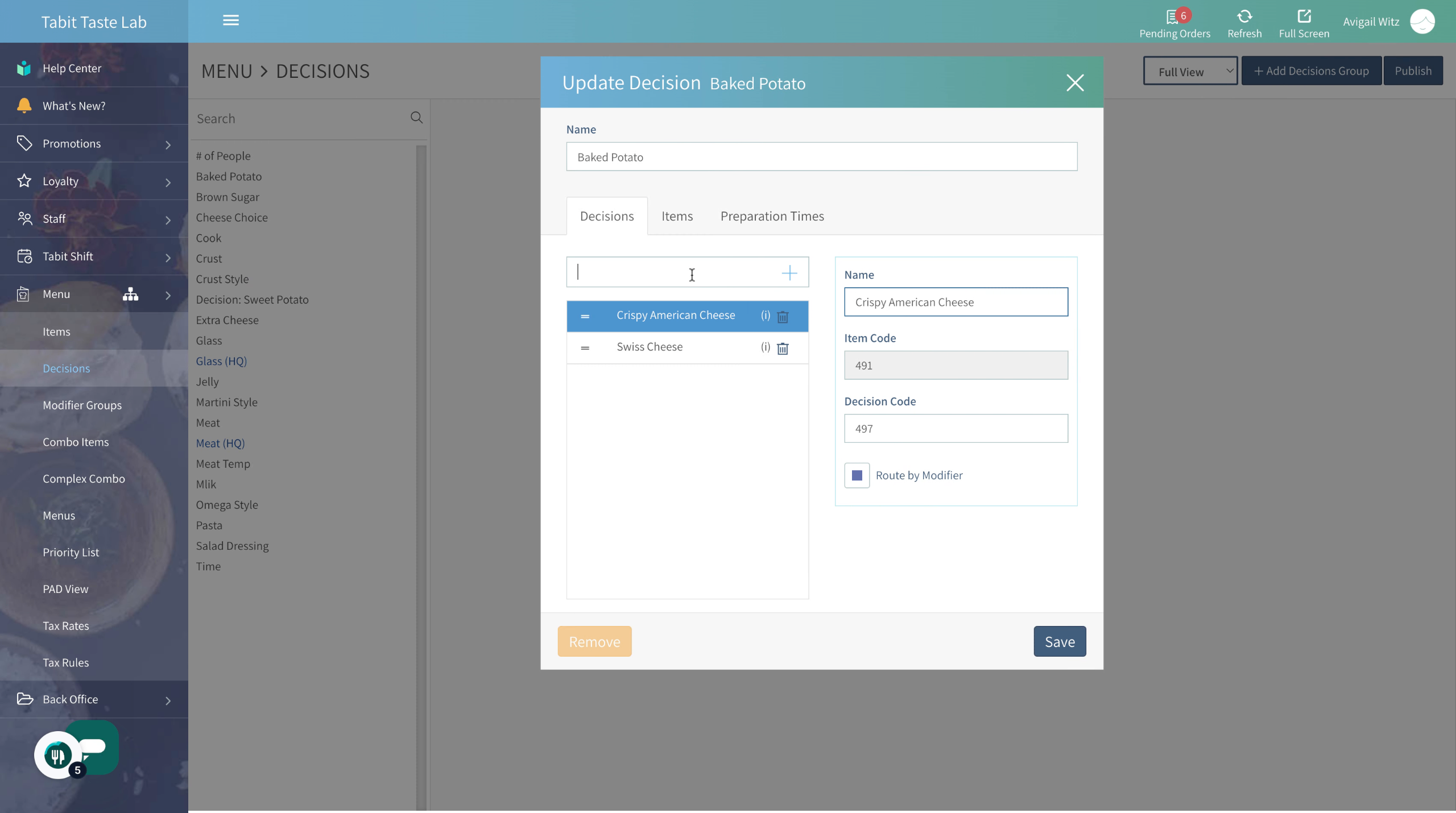 Editing a Decision Group – Tabit Help Center