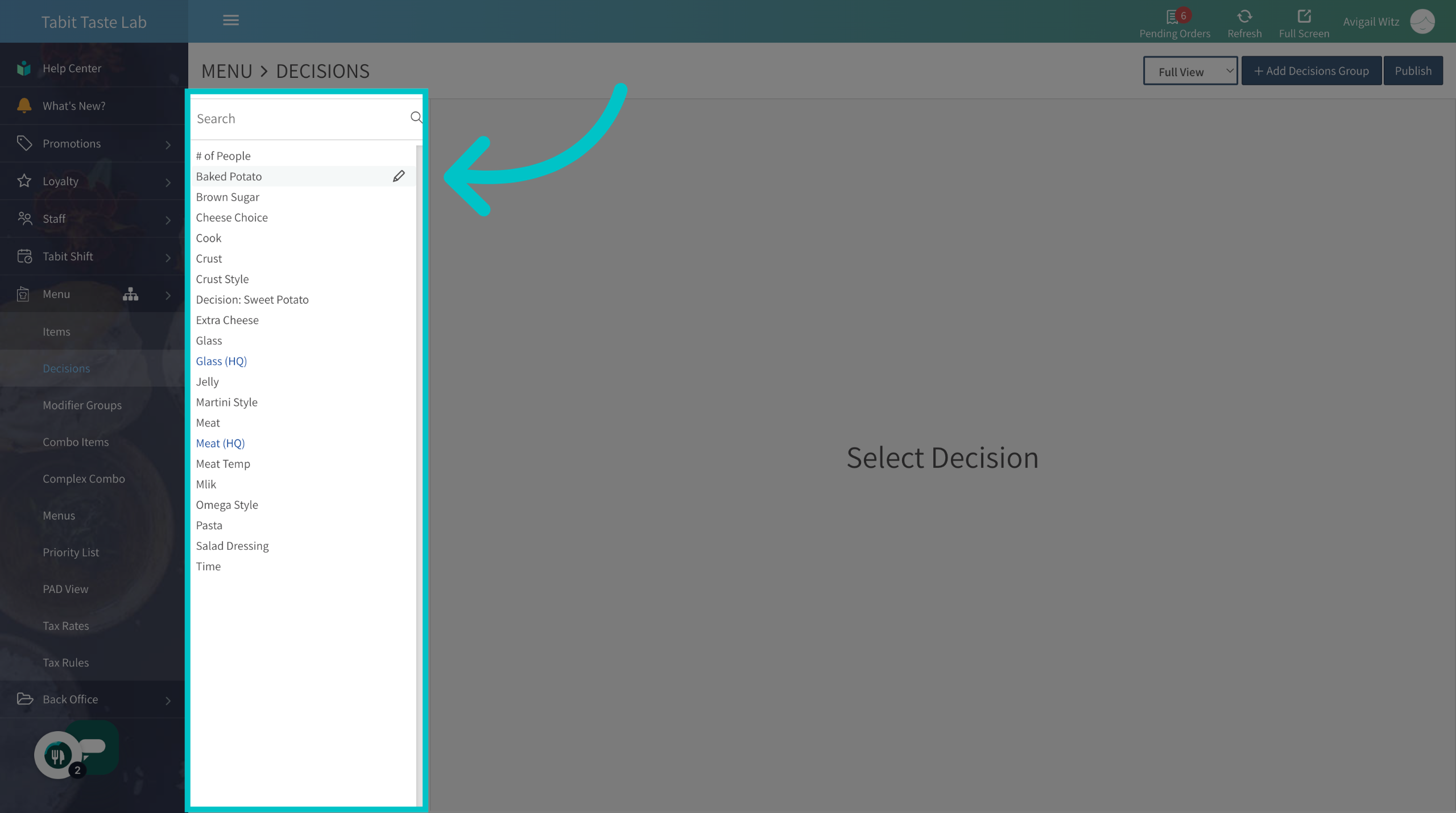 Editing a Decision Group – Tabit Help Center