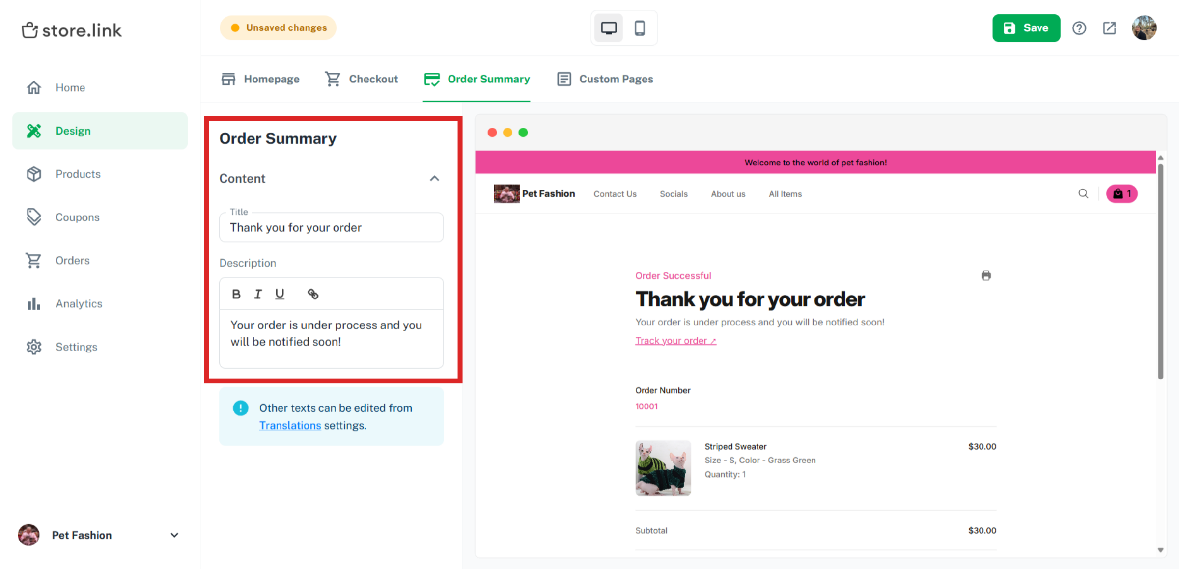 How to design your Online Store? | Store.link help center