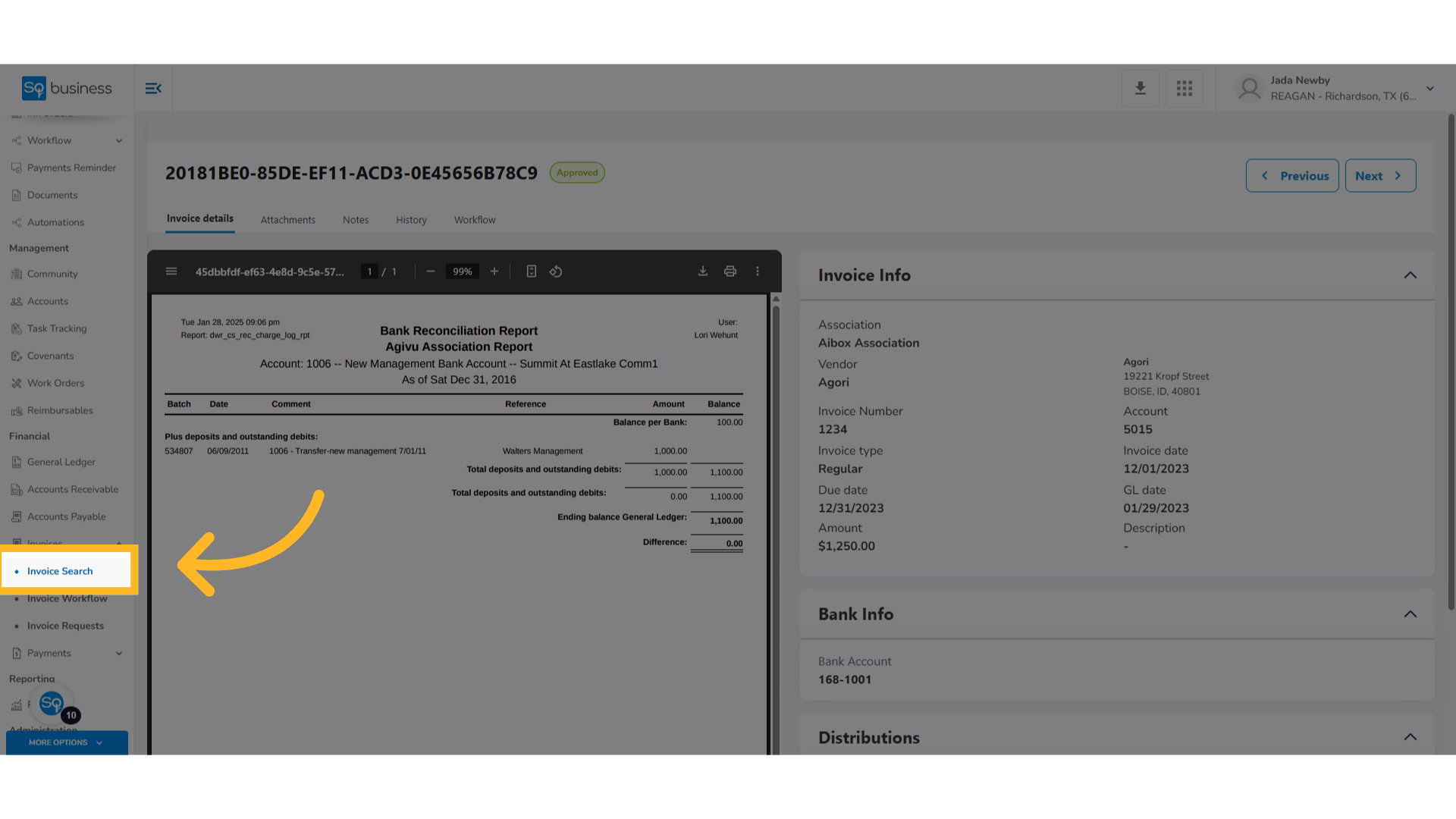 Timstown Invoice TownSq Business - Accounting - Invoice Search