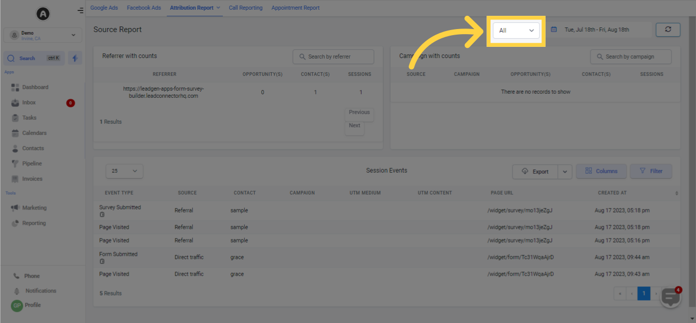 How to Generate Source Report Aesthetix CRM