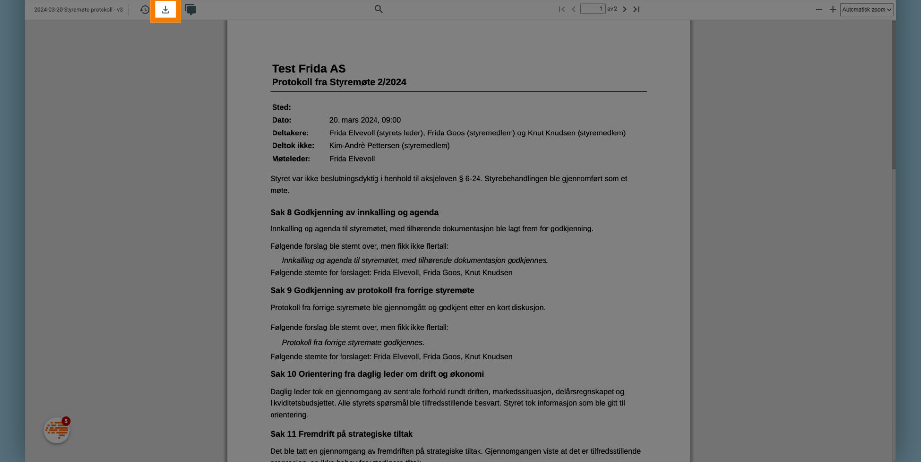 Last ned protokoll fra et møte