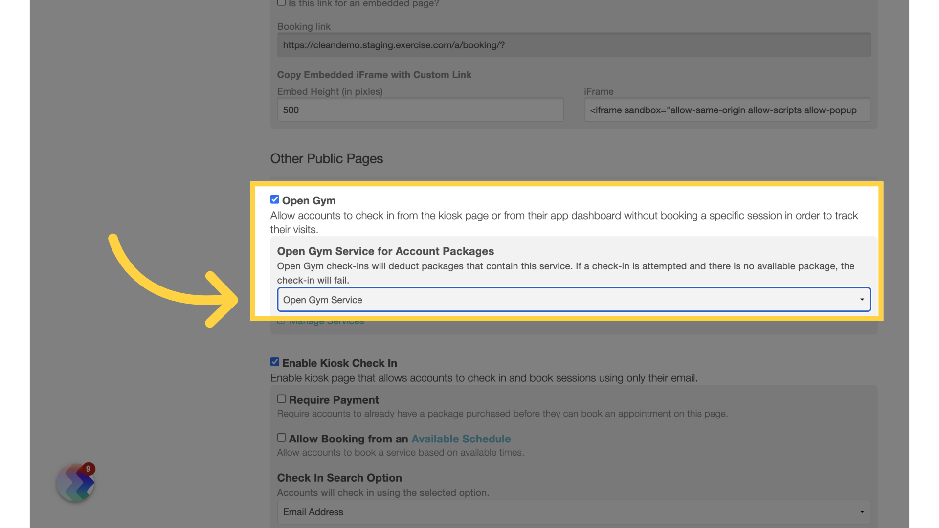 Open Gym Check-in to a Specific Service | Exercise.com Knowledge Base