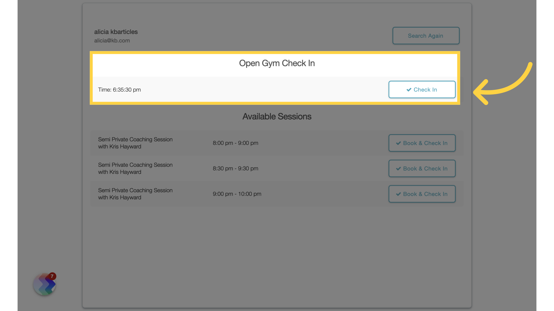 Open Gym Check-in to a Specific Service | Exercise.com Knowledge Base