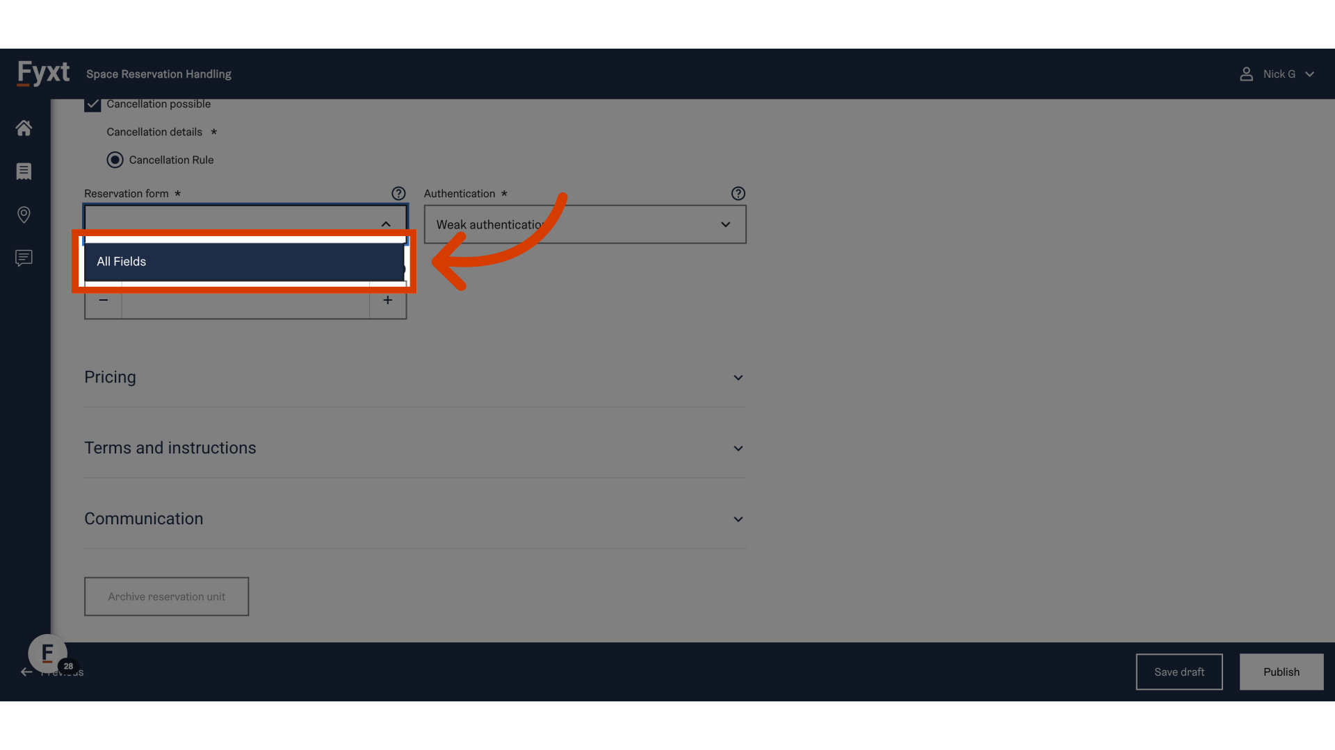 Create Reservation Unit