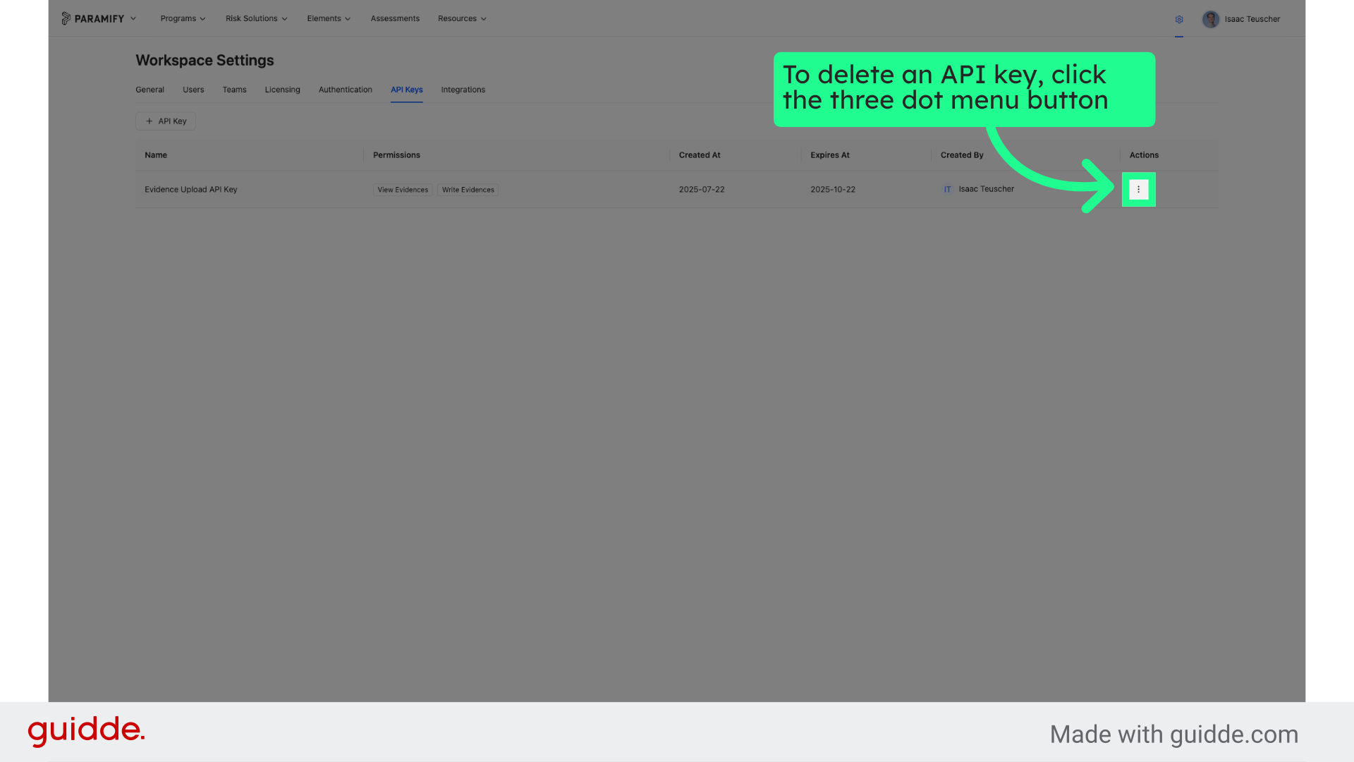 Create a Paramify API Key – Paramify