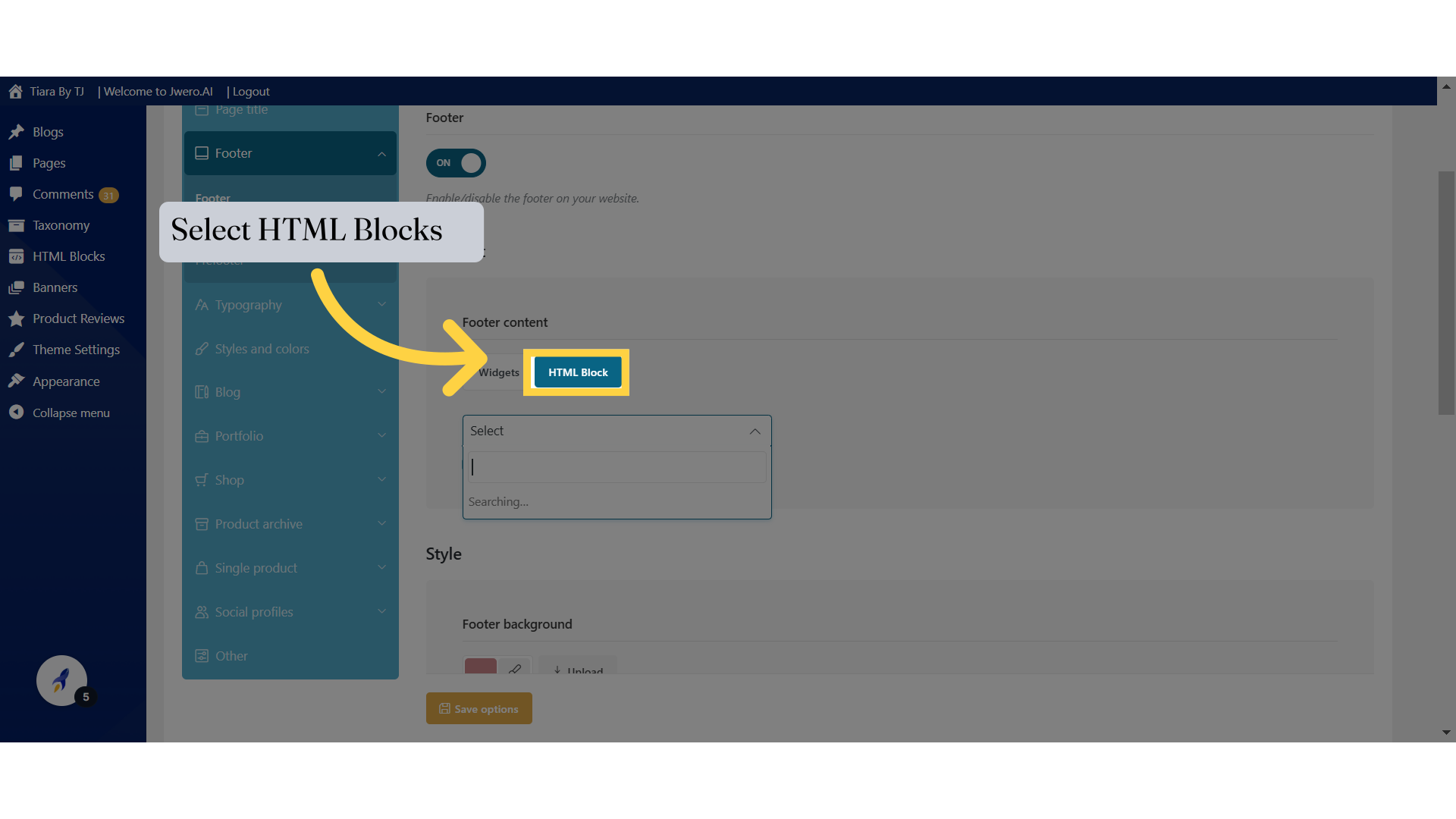 How To Create Footer Using HTML Block