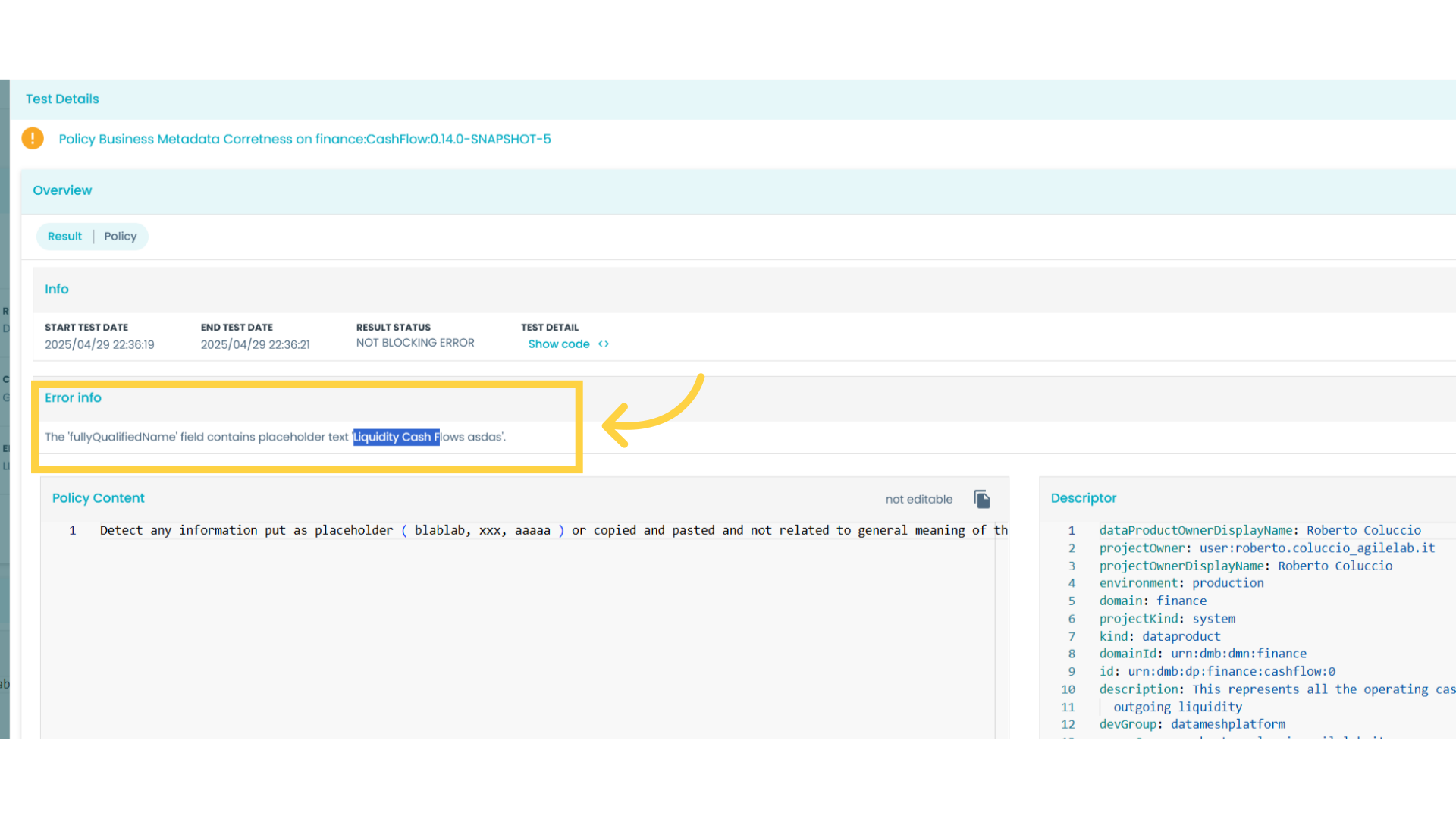Custom Descriptor Create an LLM policy | witboost