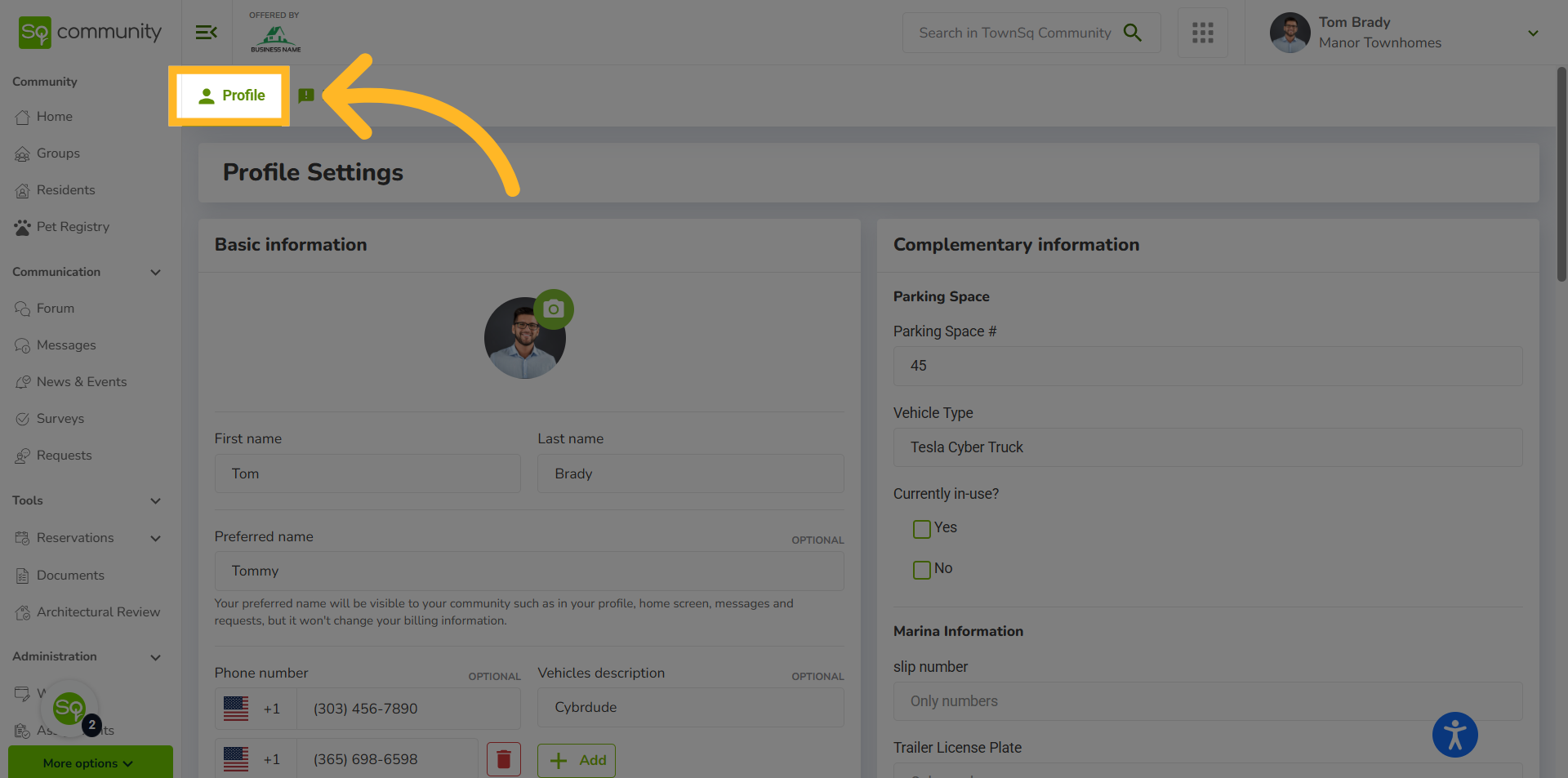 TownSq Community - INK - (Owner) E-Statement Settings