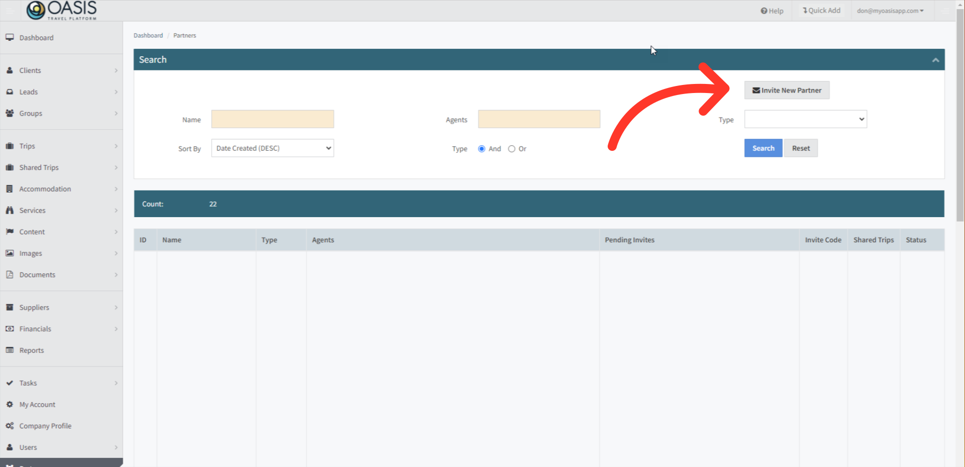 How to invite a partner company to oasis