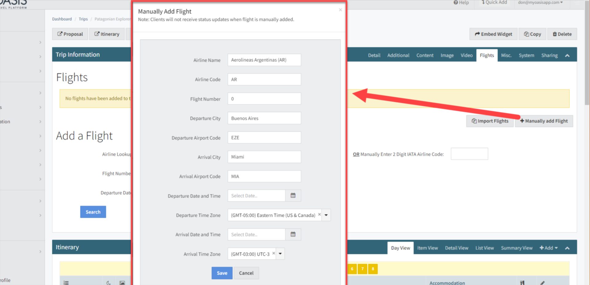 How to Add a Flight to a Trip and Receive Status Updates